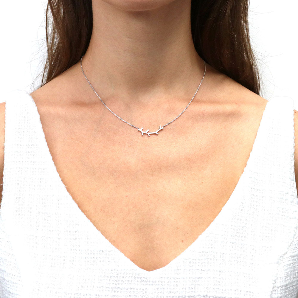 Model wearing Pendant Necklace in Sterling Silver, 2 of 7