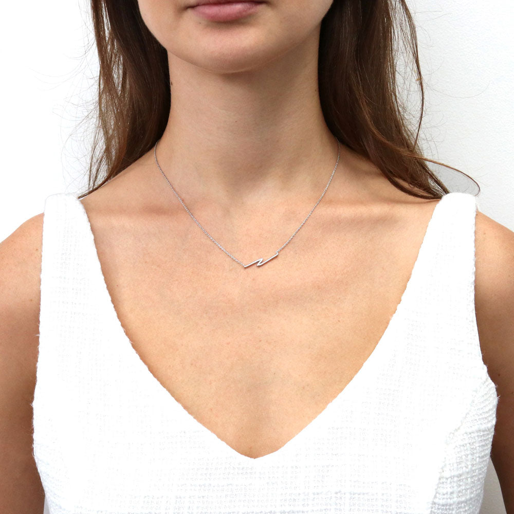 Model wearing Pendant Necklace in Sterling Silver, 2 of 7