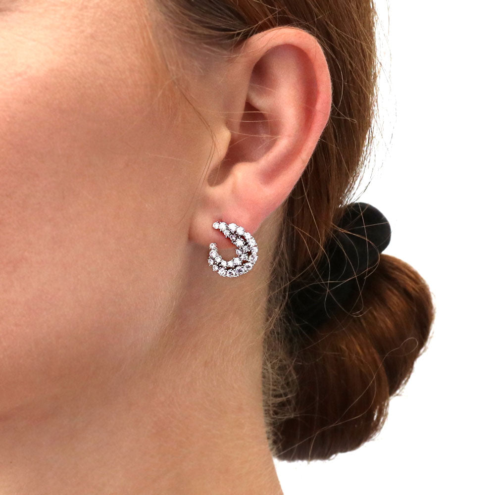 Cluster Wrap CZ Stud Earrings in Sterling Silver