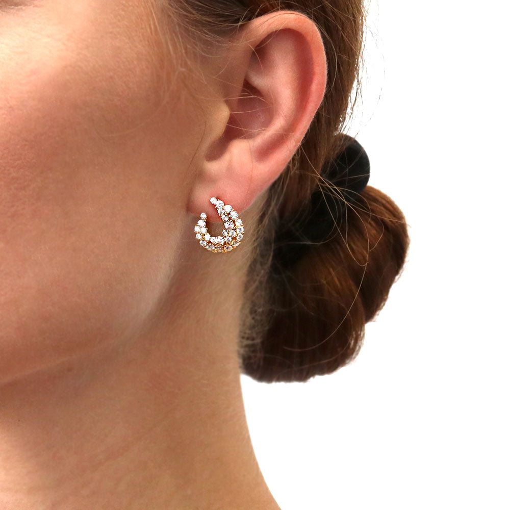 Cluster Wrap CZ Stud Earrings in Sterling Silver