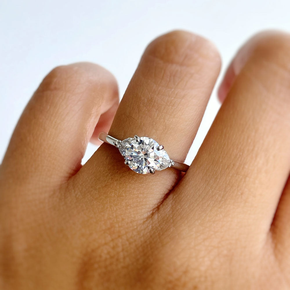 Model wearing Solitaire 1.25ct Round CZ Ring in Sterling Silver