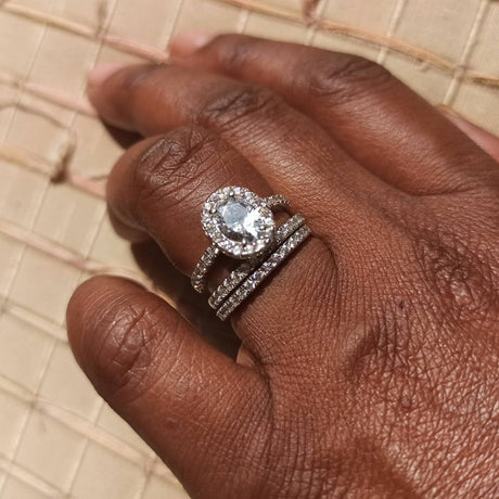 Model Wearing Half Eternity Ring, Ring