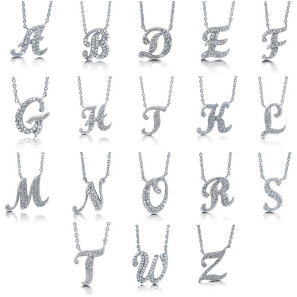 Initial Letter CZ Pendant Necklace in Sterling Silver, 3 of 5