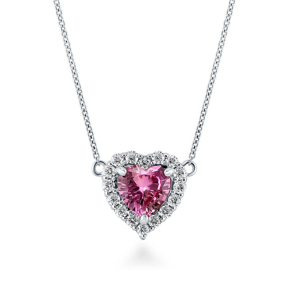 Halo Heart Cut Pink Pendant Necklace – shine of diamond