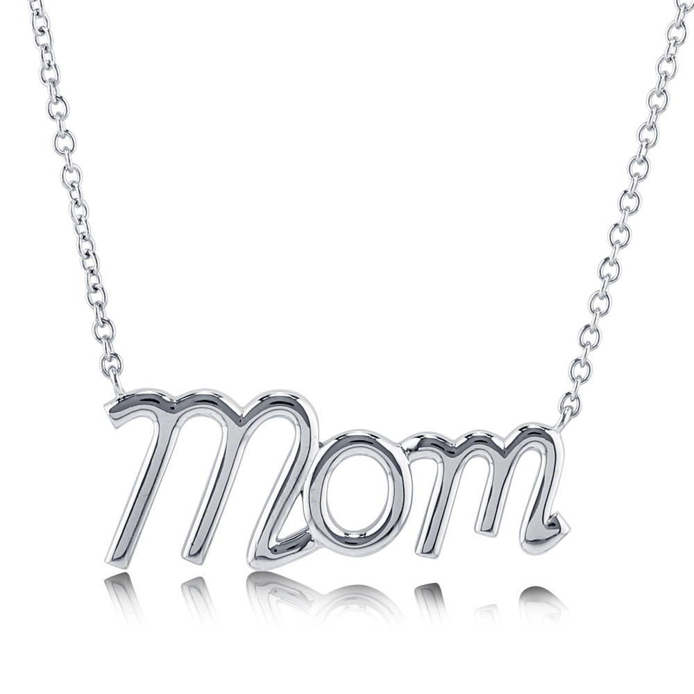 Mom Pendant Necklace in Sterling Silver