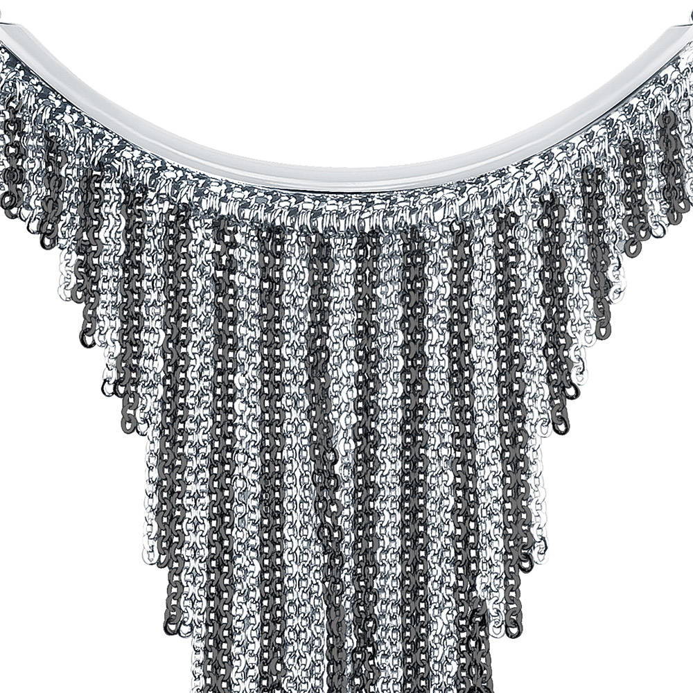 Front view of Fringe Statement Necklace in 2-Tone