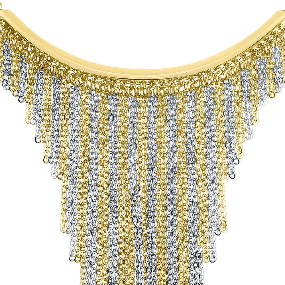 Fringe Statement Necklace in 2-Tone, front view