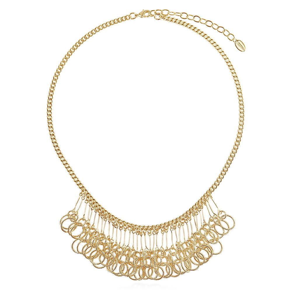 Open Circle Lightweight Statement Necklace in Gold-Tone