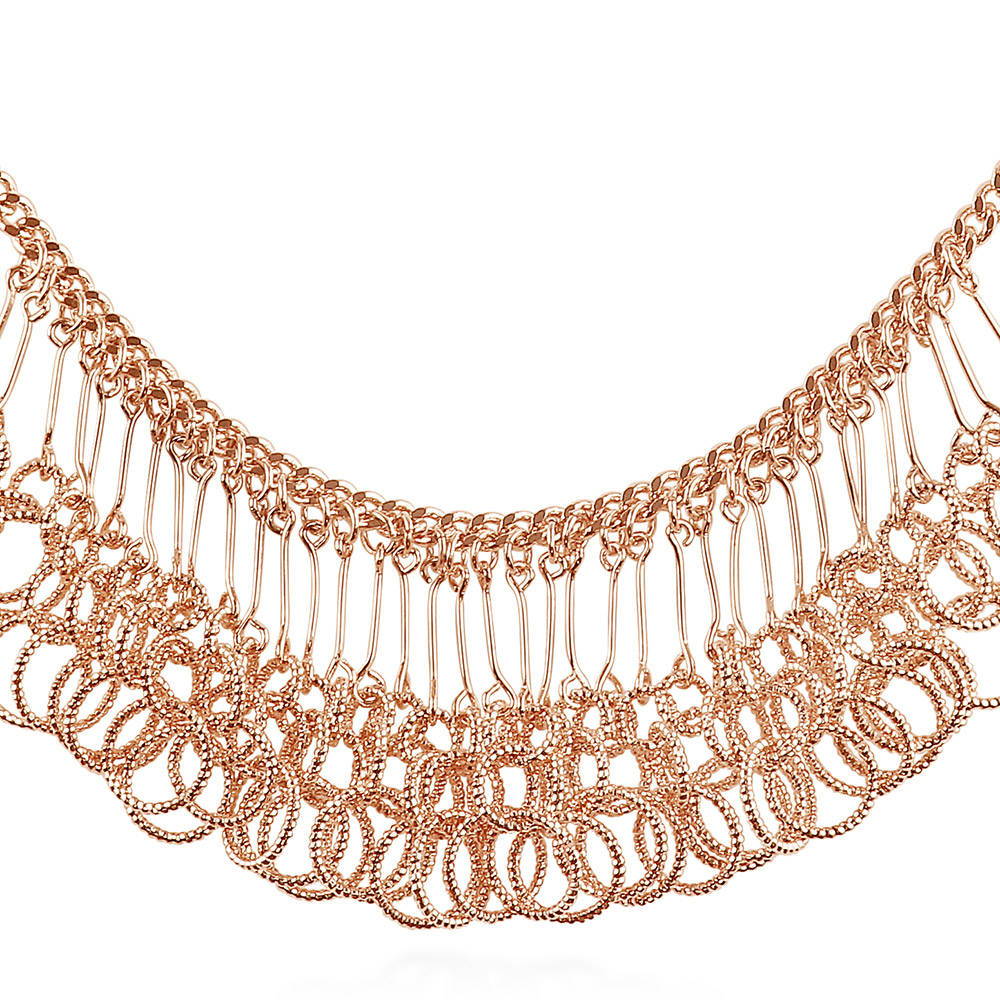 Front view of Open Circle Lightweight Statement Necklace in Rose Gold-Tone