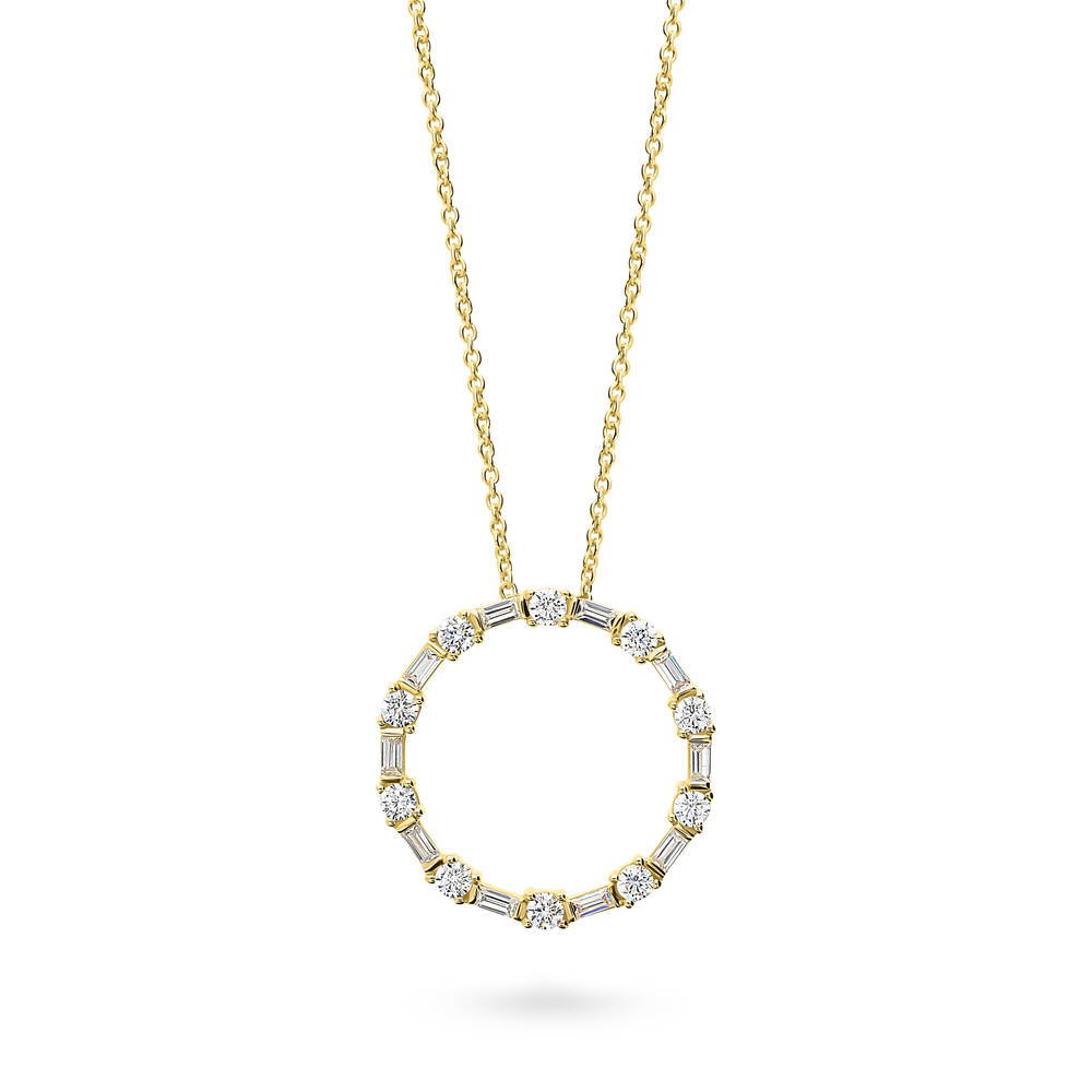 Open Circle CZ Pendant Necklace in Gold Flashed Sterling Silver, 1 of 7