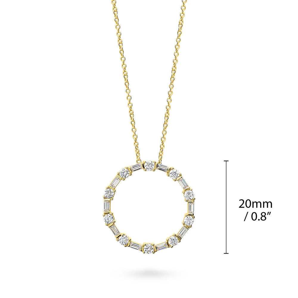 Angle view of Open Circle CZ Pendant Necklace in Gold Flashed Sterling Silver