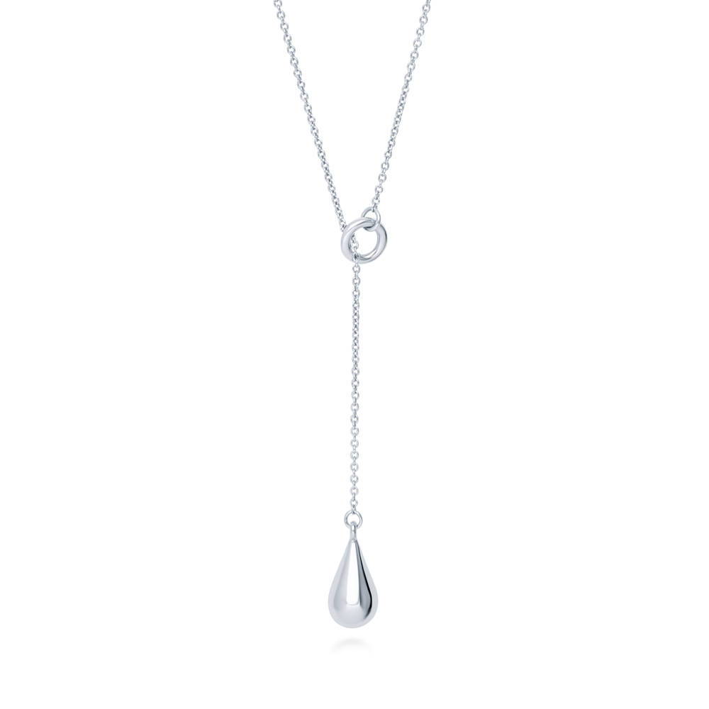 Teardrop Lariat Necklace in Sterling Silver