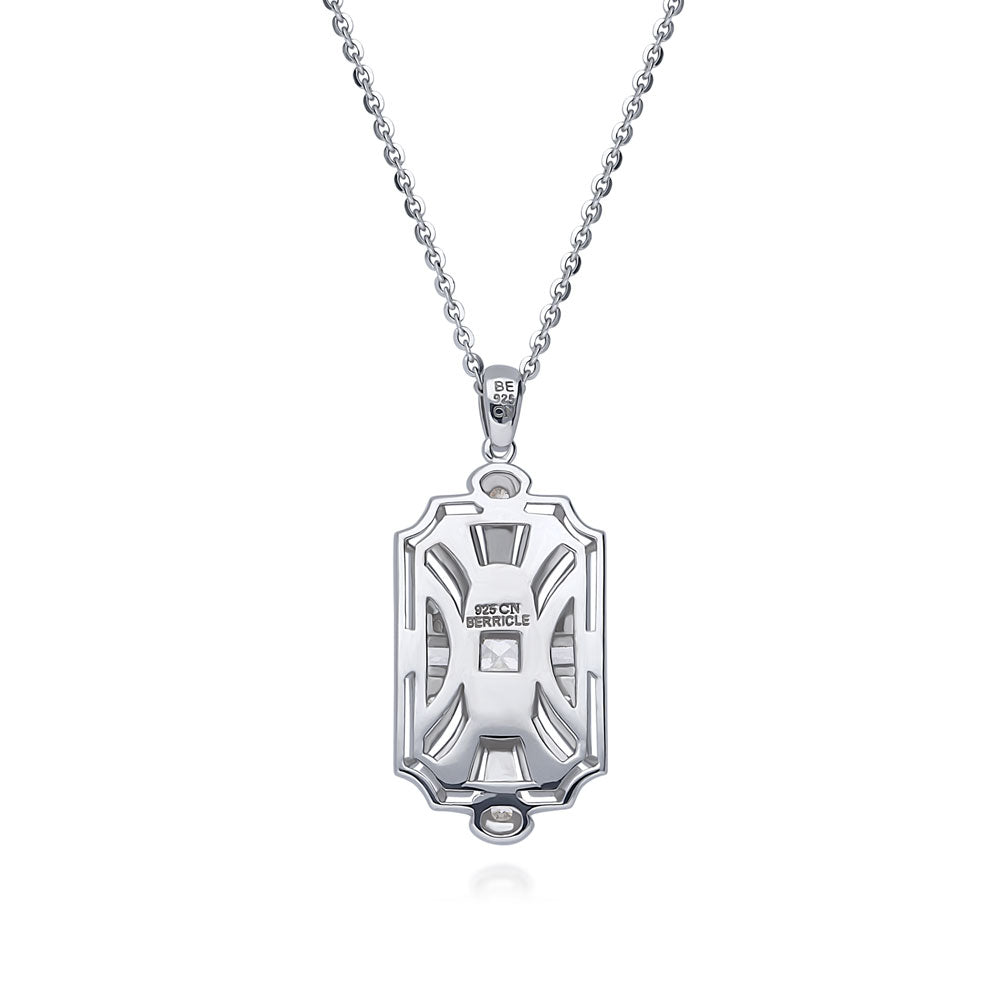 Art Deco Milgrain CZ Necklace in Sterling Silver