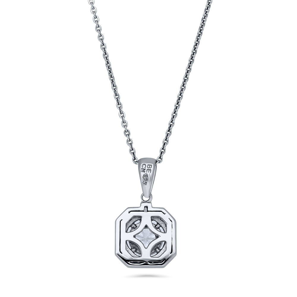 Art Deco CZ Pendant Necklace in Sterling Silver