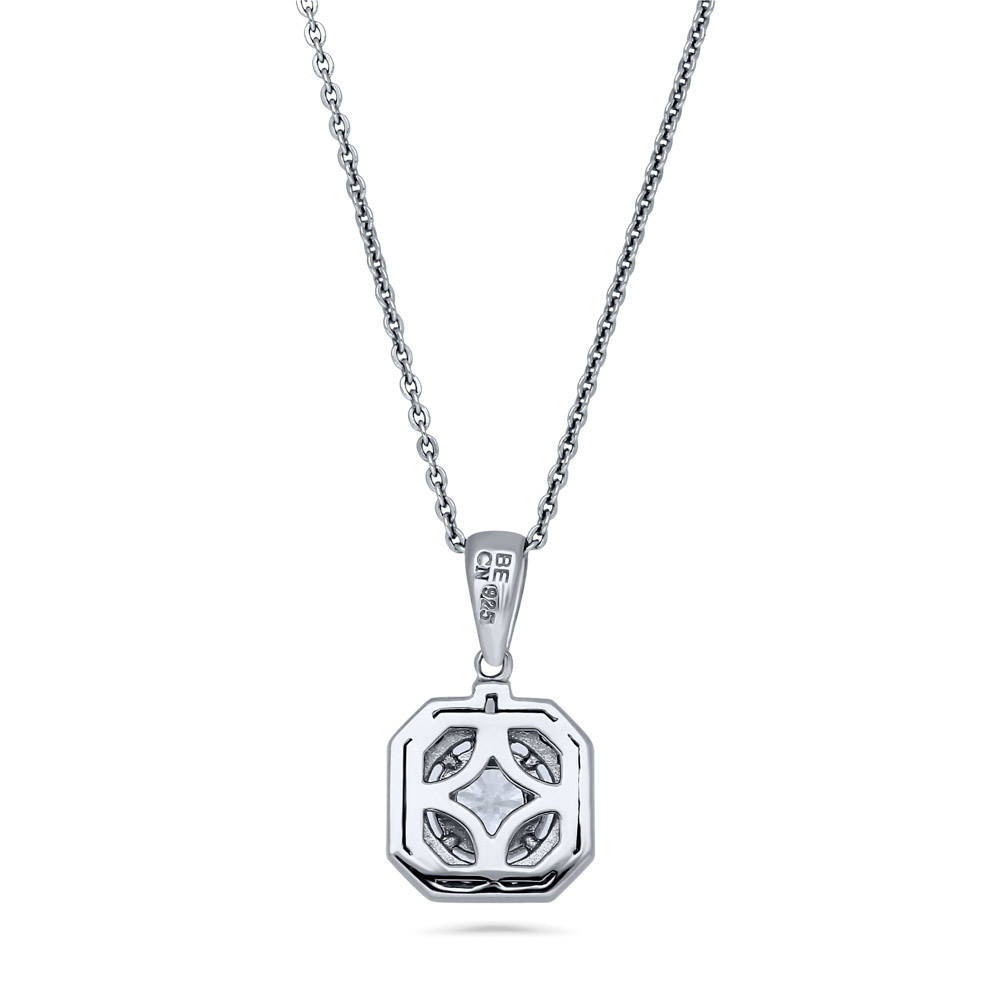 Angle view of Art Deco CZ Necklace and Earrings Set in Sterling Silver