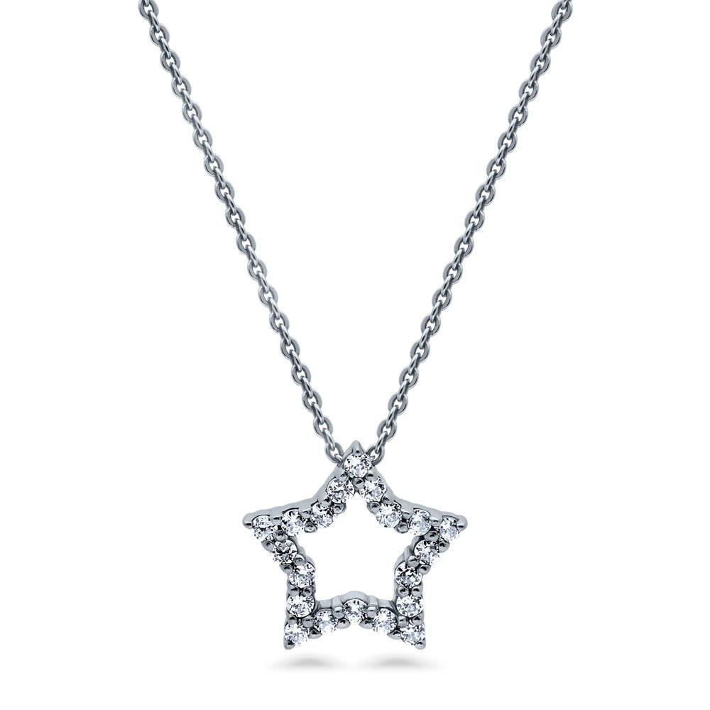 Star CZ Pendant Necklace in Sterling Silver, 1 of 6