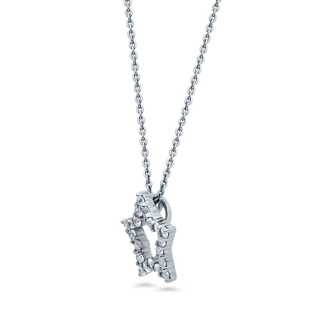 Front view of Star CZ Pendant Necklace in Sterling Silver, 4 of 6