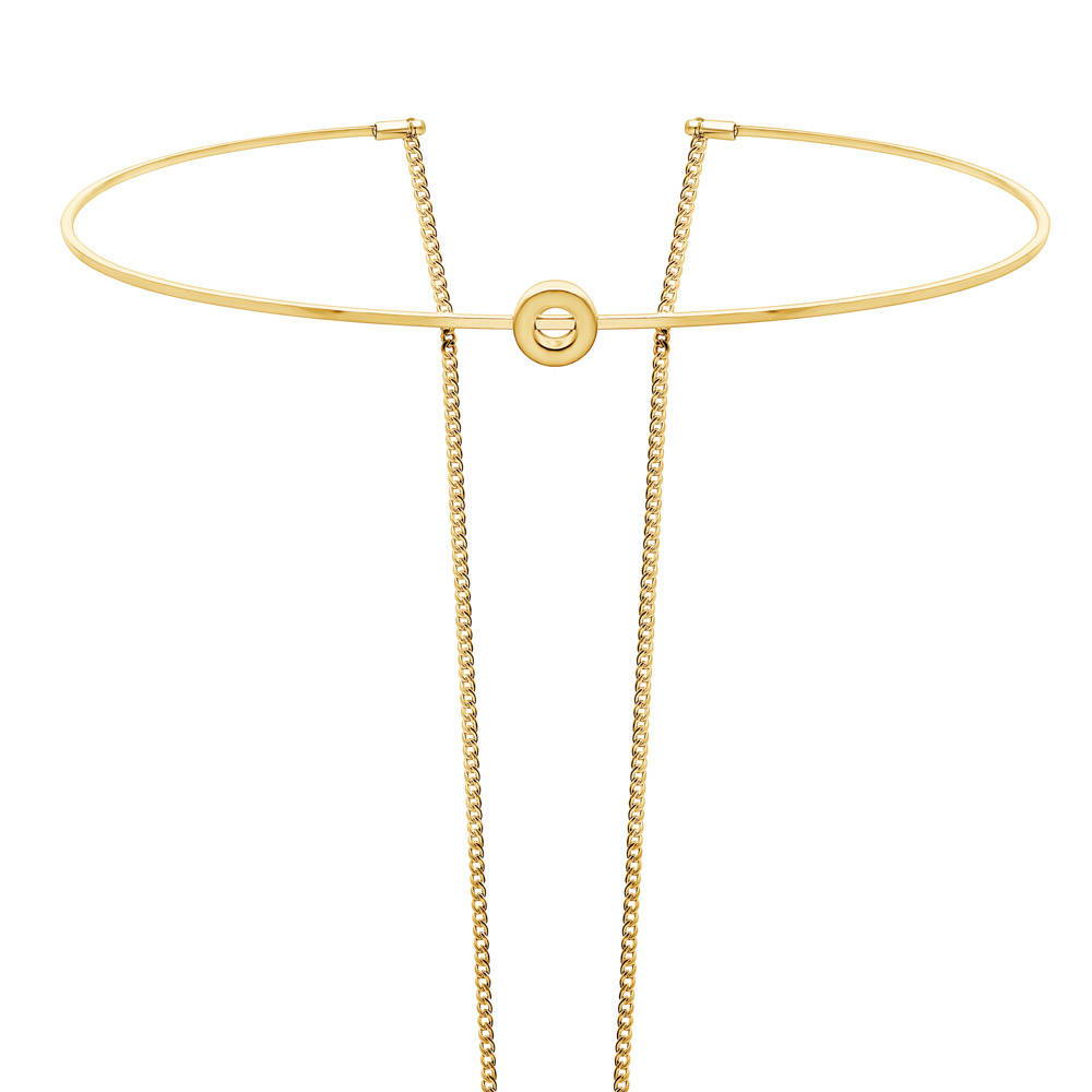 Front view of Open Circle Layered Choker in Gold-Tone