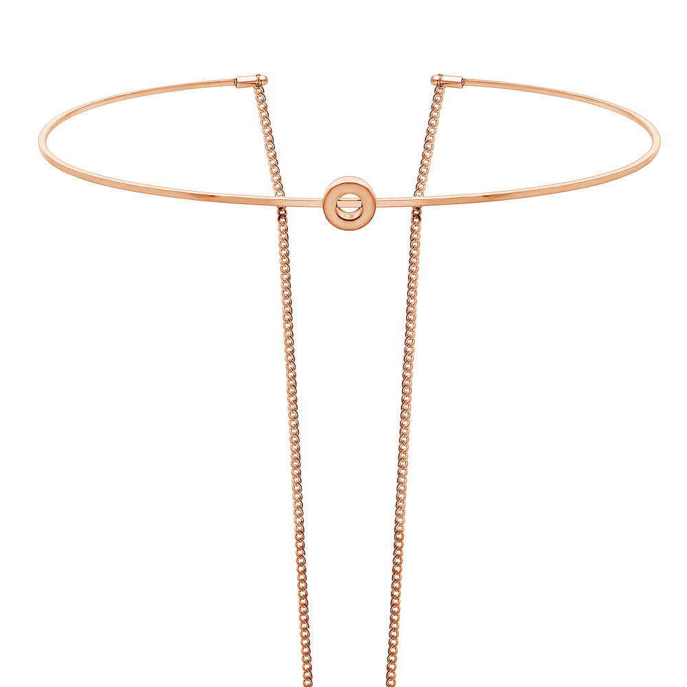 Front view of Open Circle Layered Choker in Rose Gold-Tone