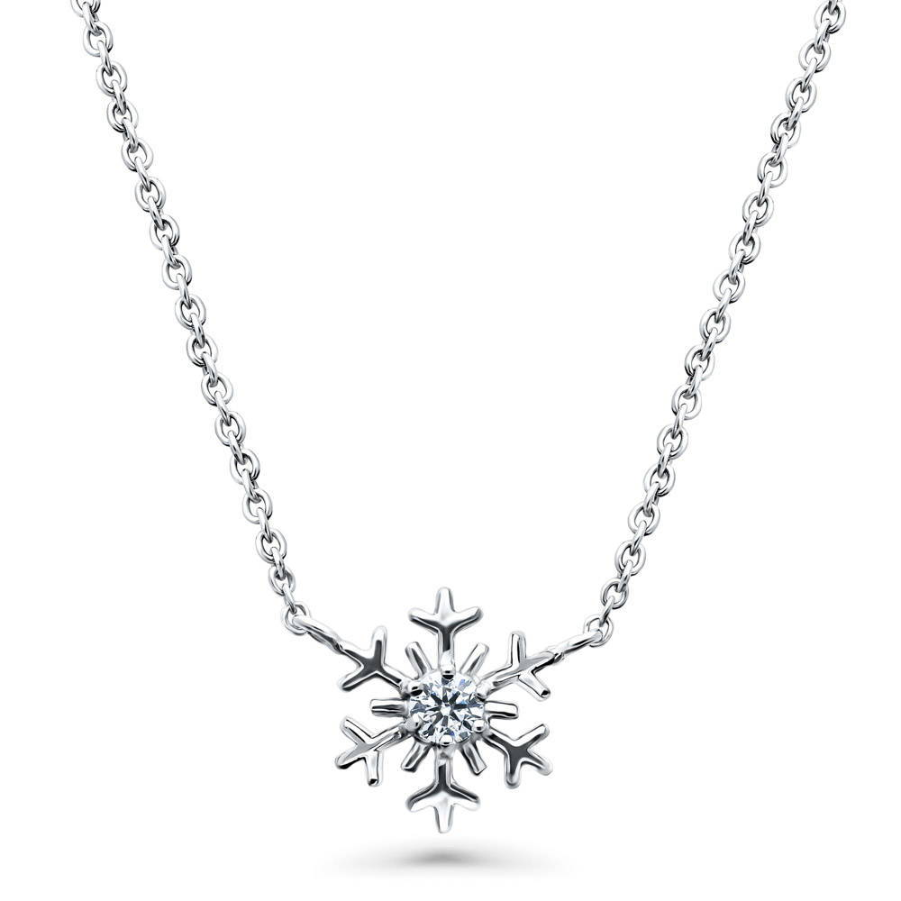 Snowflake CZ Pendant Necklace in Sterling Silver