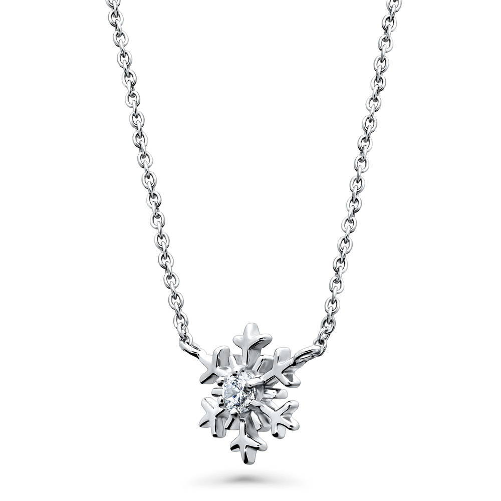 Snowflake CZ Pendant Necklace in Sterling Silver, 4 of 6