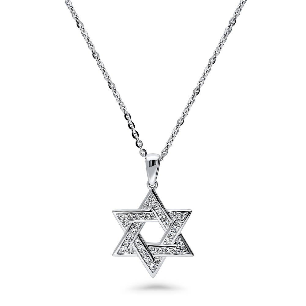 Star of David CZ Pendant Necklace in Sterling Silver