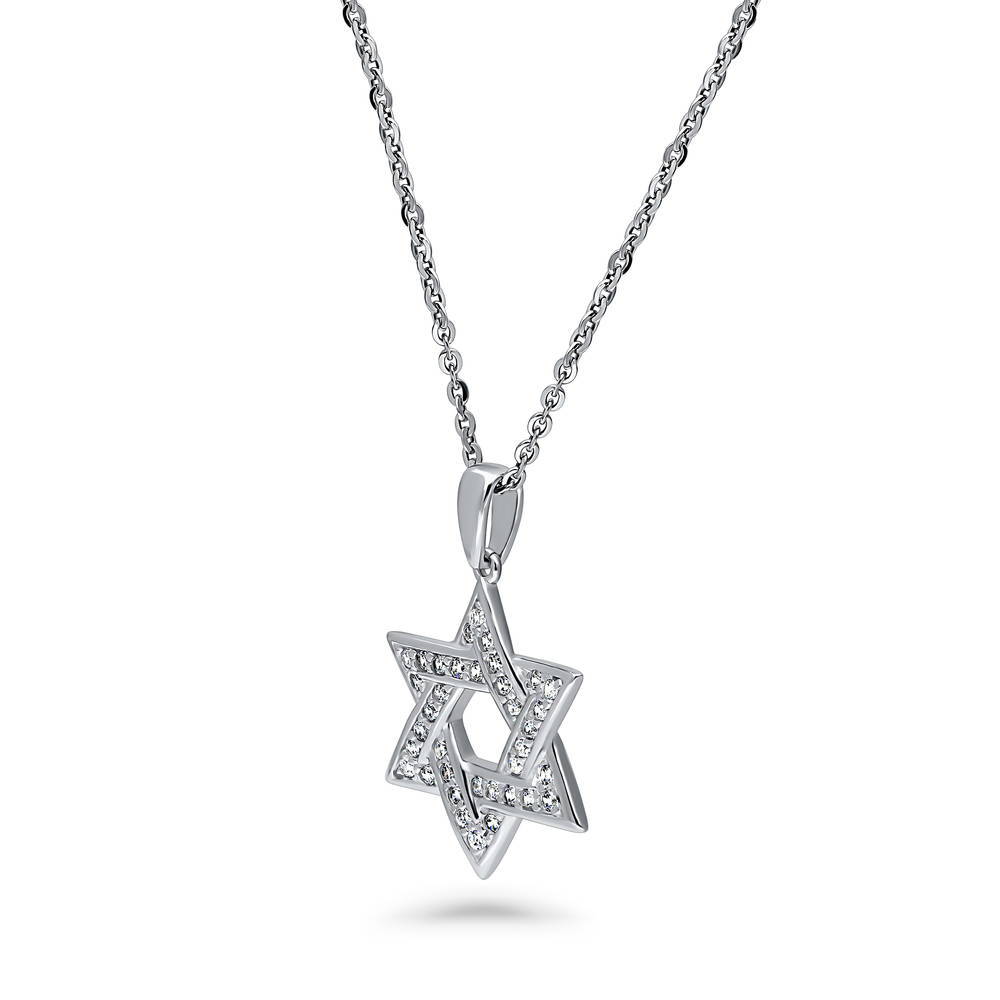 Star of David CZ Pendant Necklace in Sterling Silver