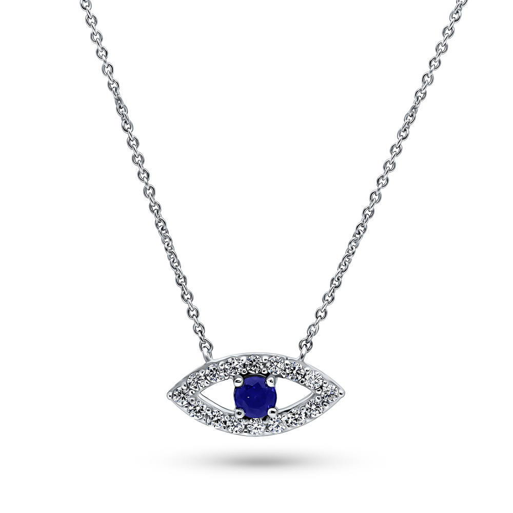 Evil Eye CZ Chain Necklace in Sterling Silver, 2 Piece, 4 of 13