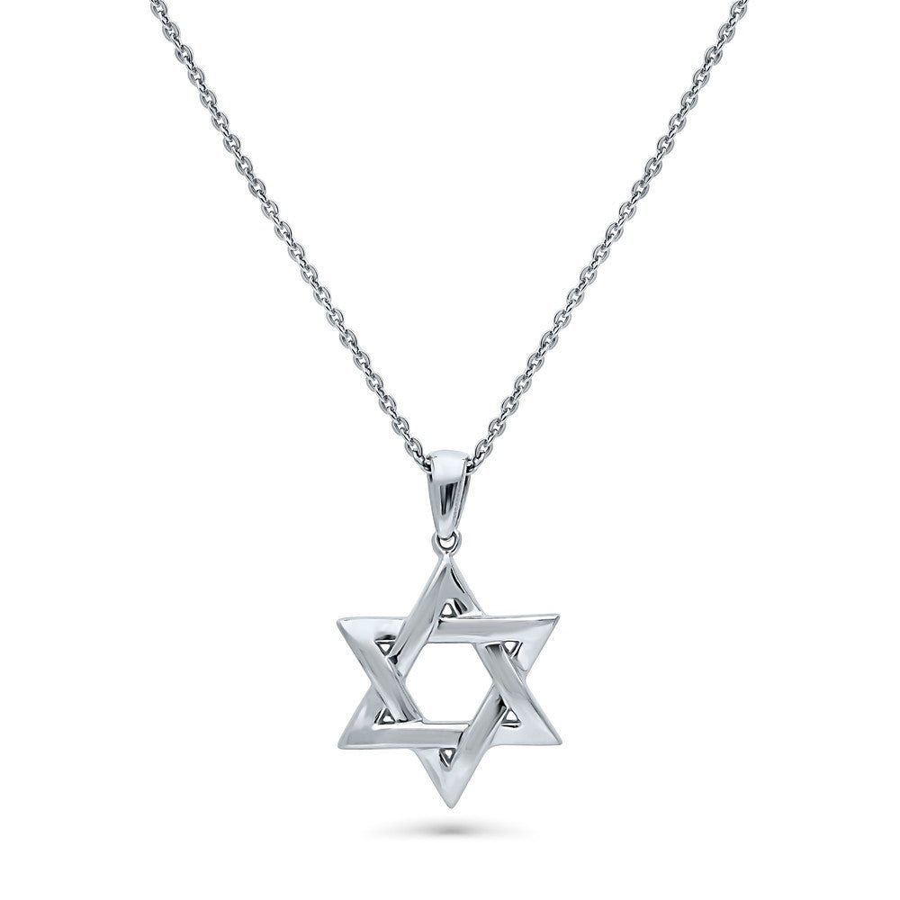 Star of David Necklace and Earrings in Sterling Silver