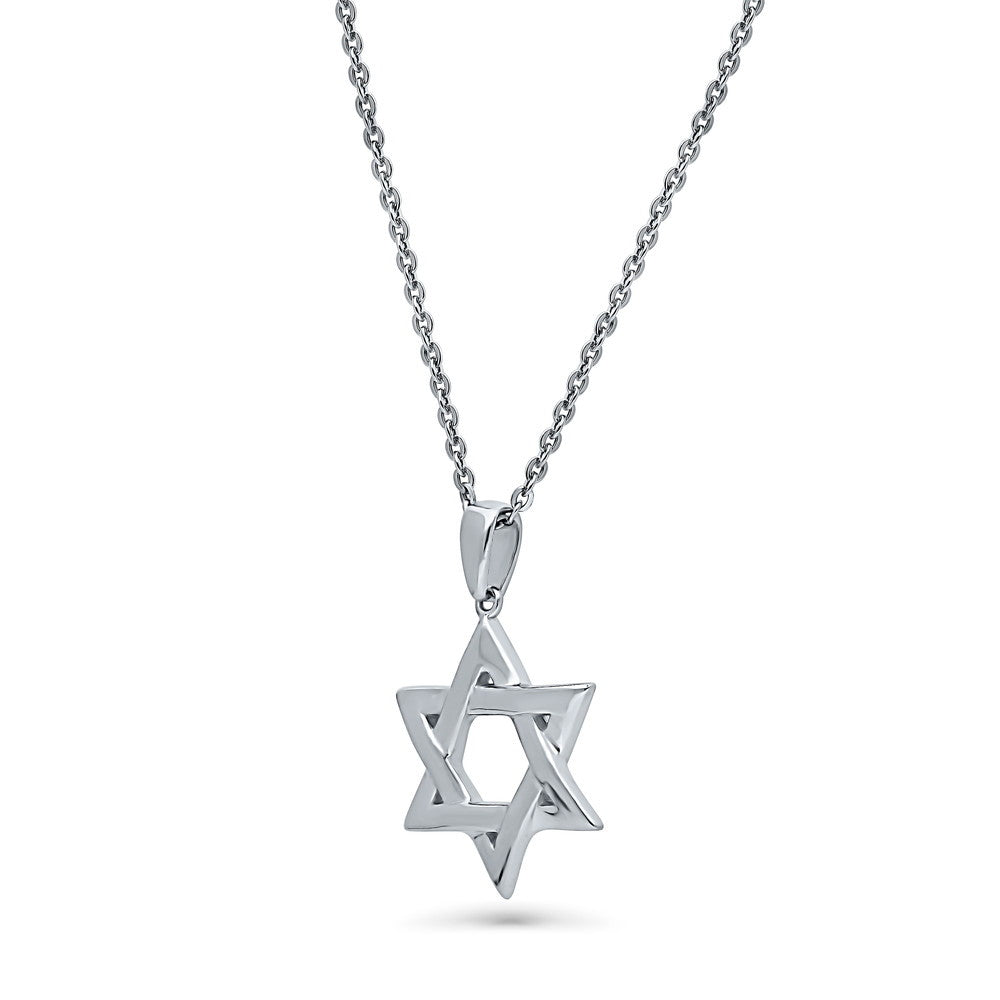 Front view of Star of David Pendant Necklace in Sterling Silver
