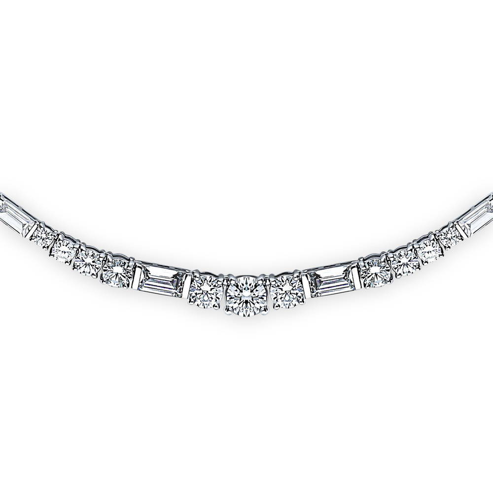 Front view of Art Deco CZ Statement Tennis Necklace in Sterling Silver