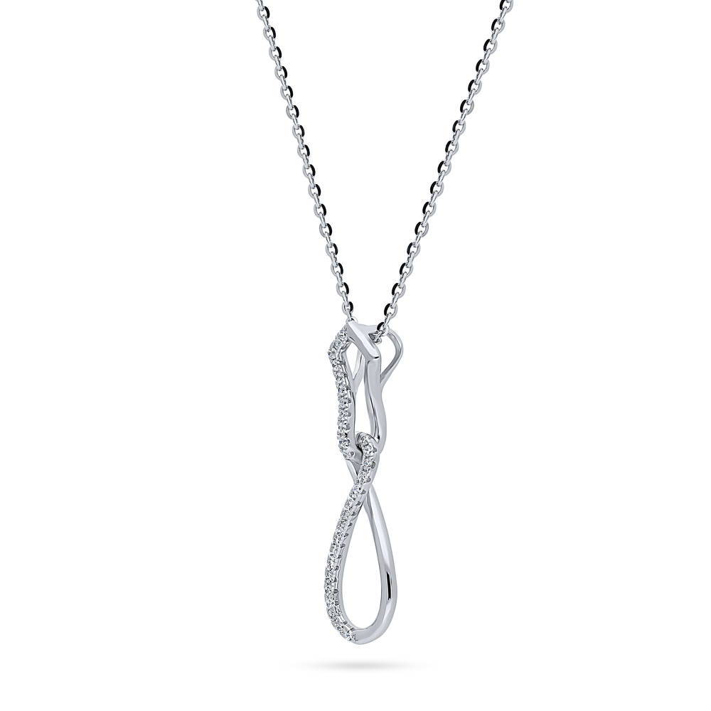 Front view of Infinity CZ Pendant Necklace in Sterling Silver