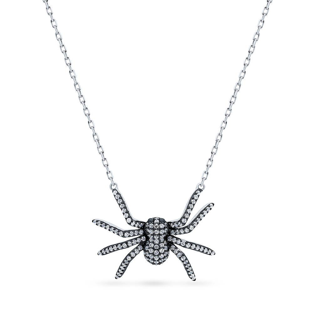 Spider CZ Pendant Necklace in Sterling Silver