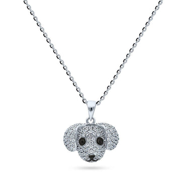 Puppy CZ Pendant Necklace in Sterling Silver