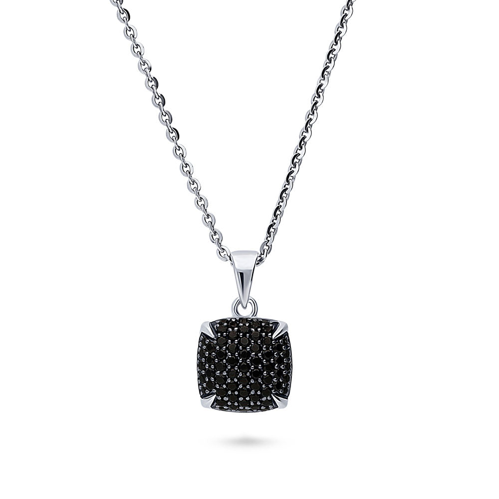 Square Black CZ Necklace and Earrings Set in Sterling Silver, 5 of 12