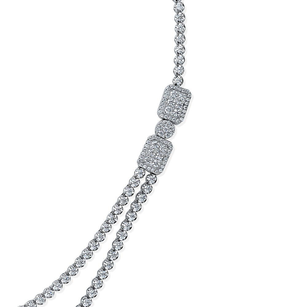 Front view of Art Deco CZ Statement Tennis Necklace in Sterling Silver