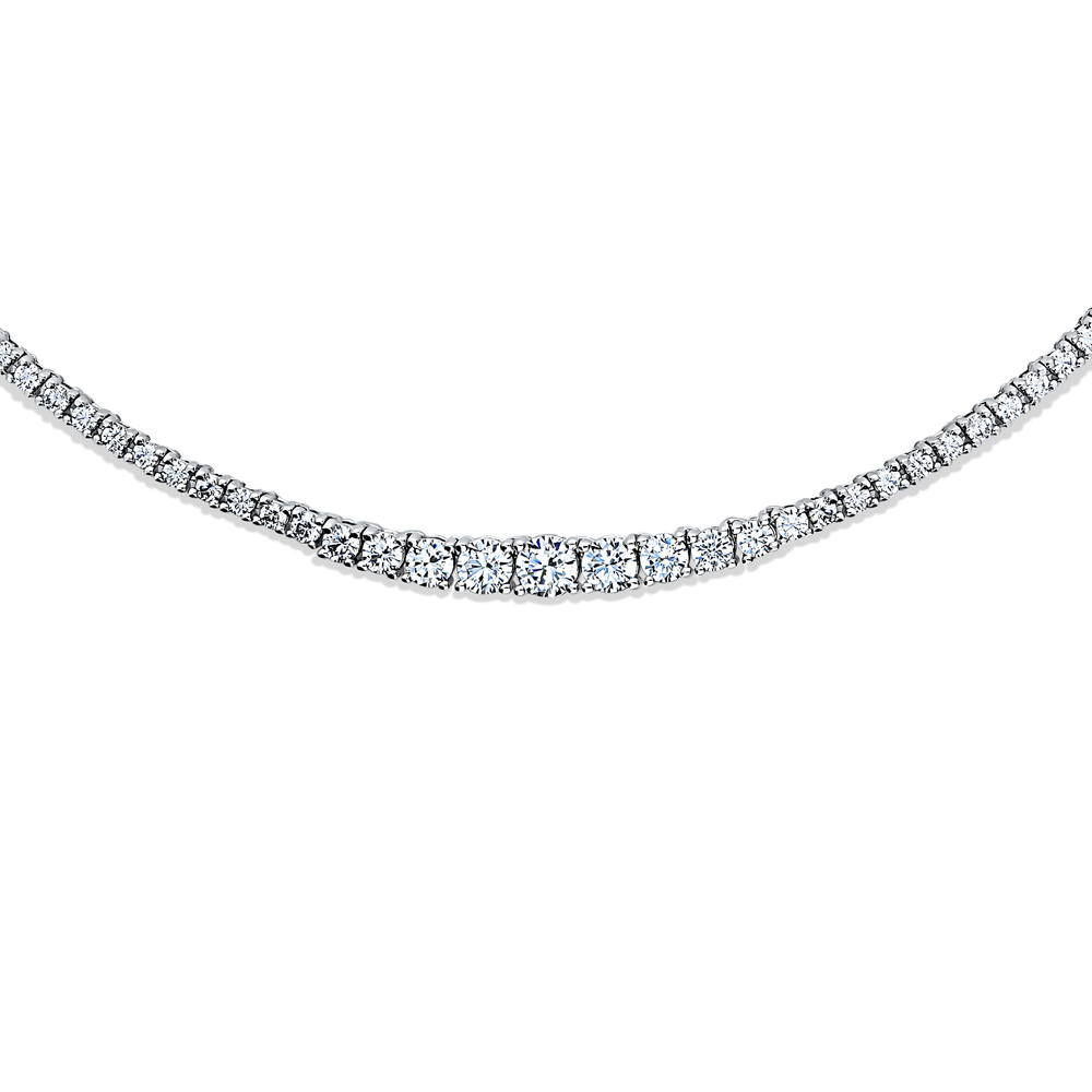 Graduated CZ Statement Tennis Necklace in Sterling Silver