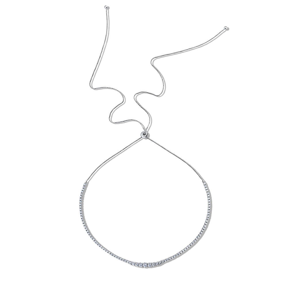 Graduated CZ Tennis Necklace in Sterling Silver