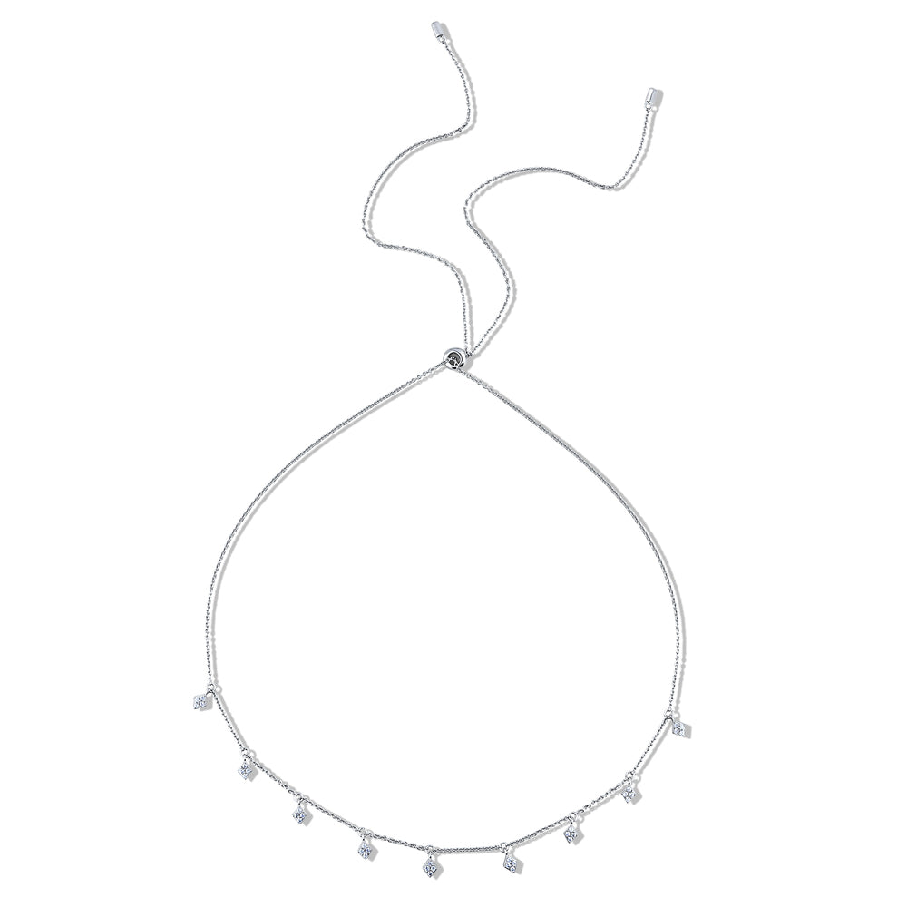 Rhombus CZ Station Necklace in Sterling Silver