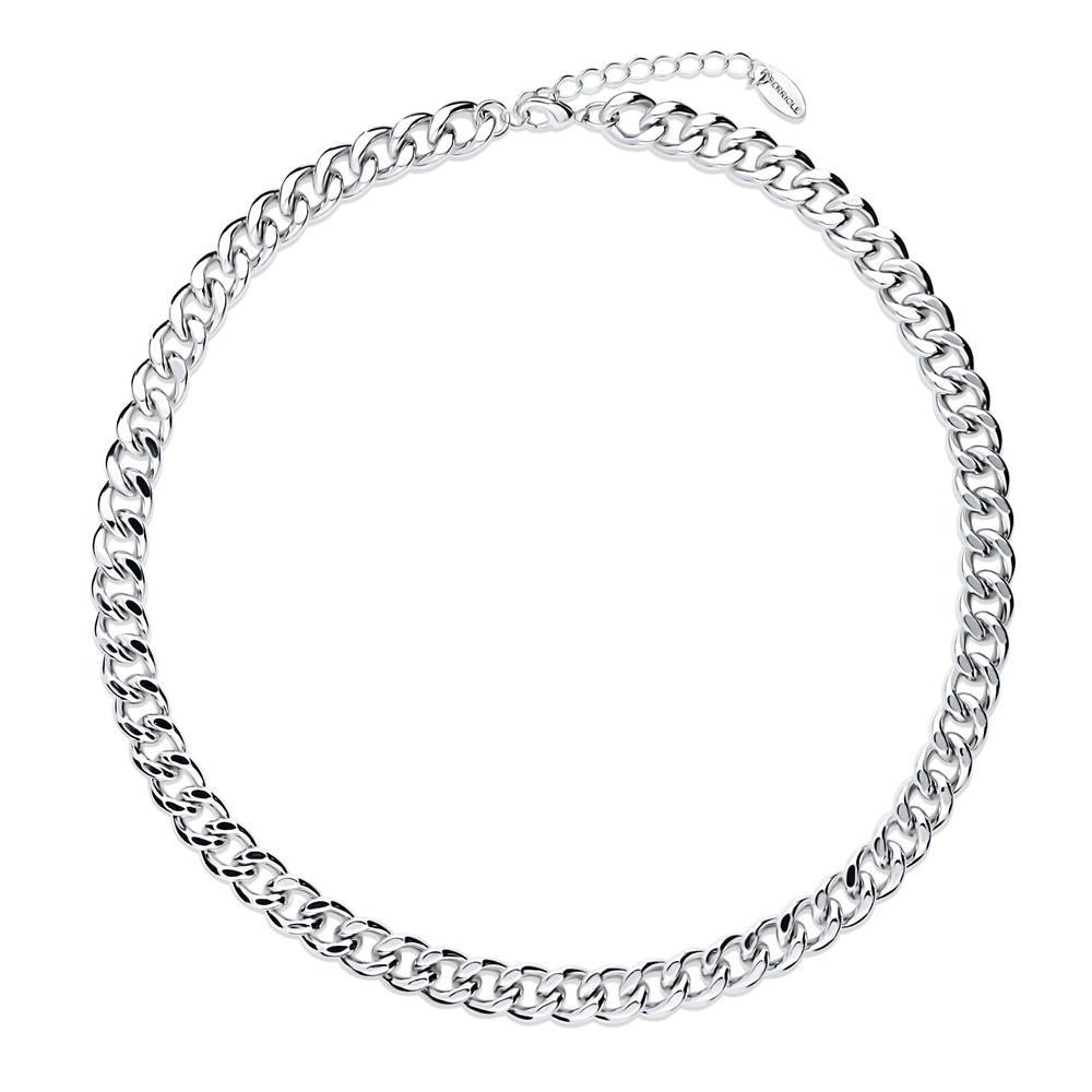 Statement Lightweight Chain Necklace in Silver-Tone 9mm