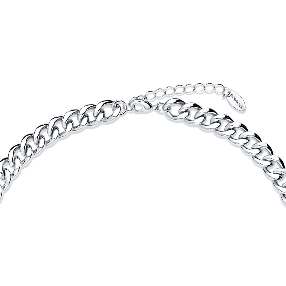 Front view of Statement Lightweight Chain Necklace in Silver-Tone 9mm, 4 of 6