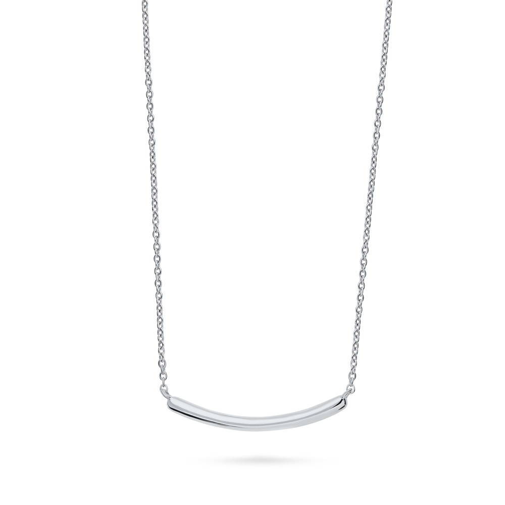 Angle view of Bar Pendant Necklace in Sterling Silver