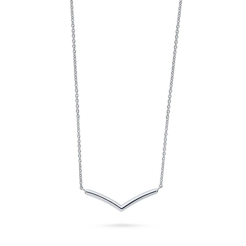Wishbone Chevron Pendant Necklace in Sterling Silver, 1 of 7
