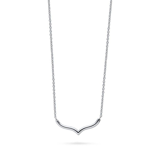 Chevron Wishbone Pendant Necklace in Sterling Silver