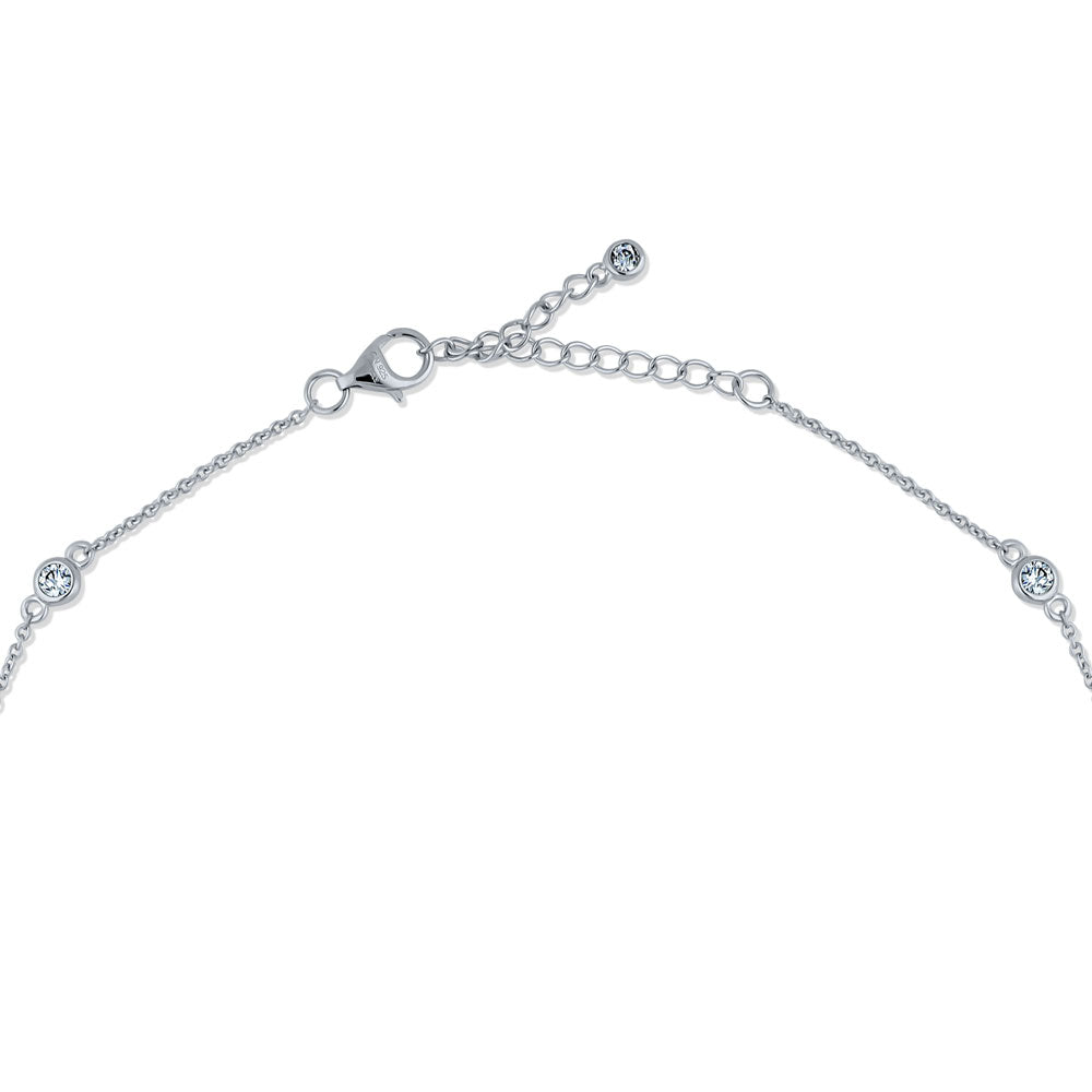Front view of Paperclip CZ by the Yard Chain Necklace in Sterling Silver, 2 Piece