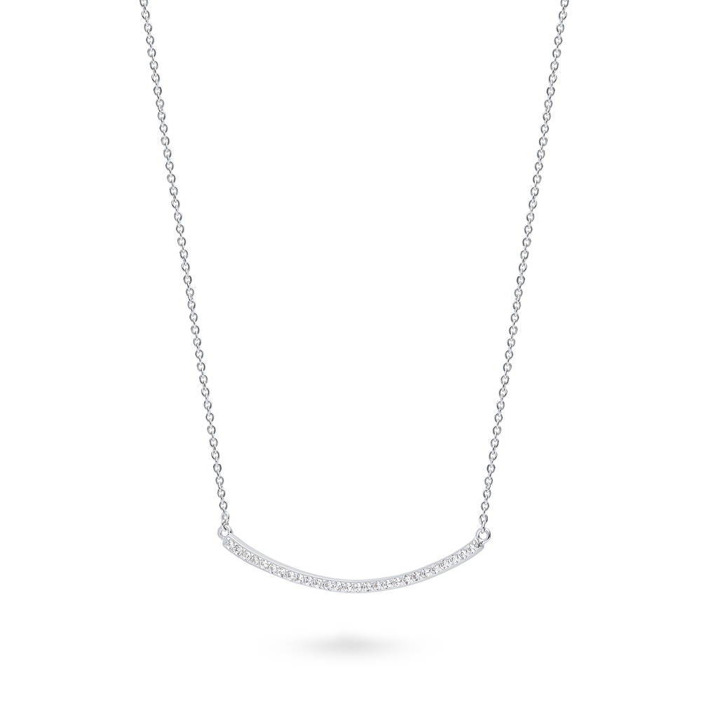 Angle view of Bar CZ Pendant Necklace in Sterling Silver