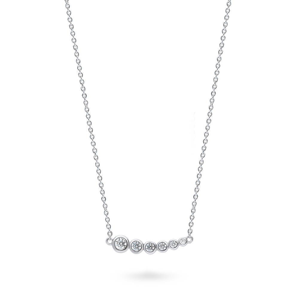 Bubble Graduated CZ Pendant Necklace in Sterling Silver, 1 of 6