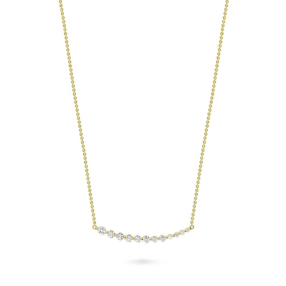 Graduated Bar CZ Pendant Necklace in Gold Flashed Sterling Silver, 1 of 6