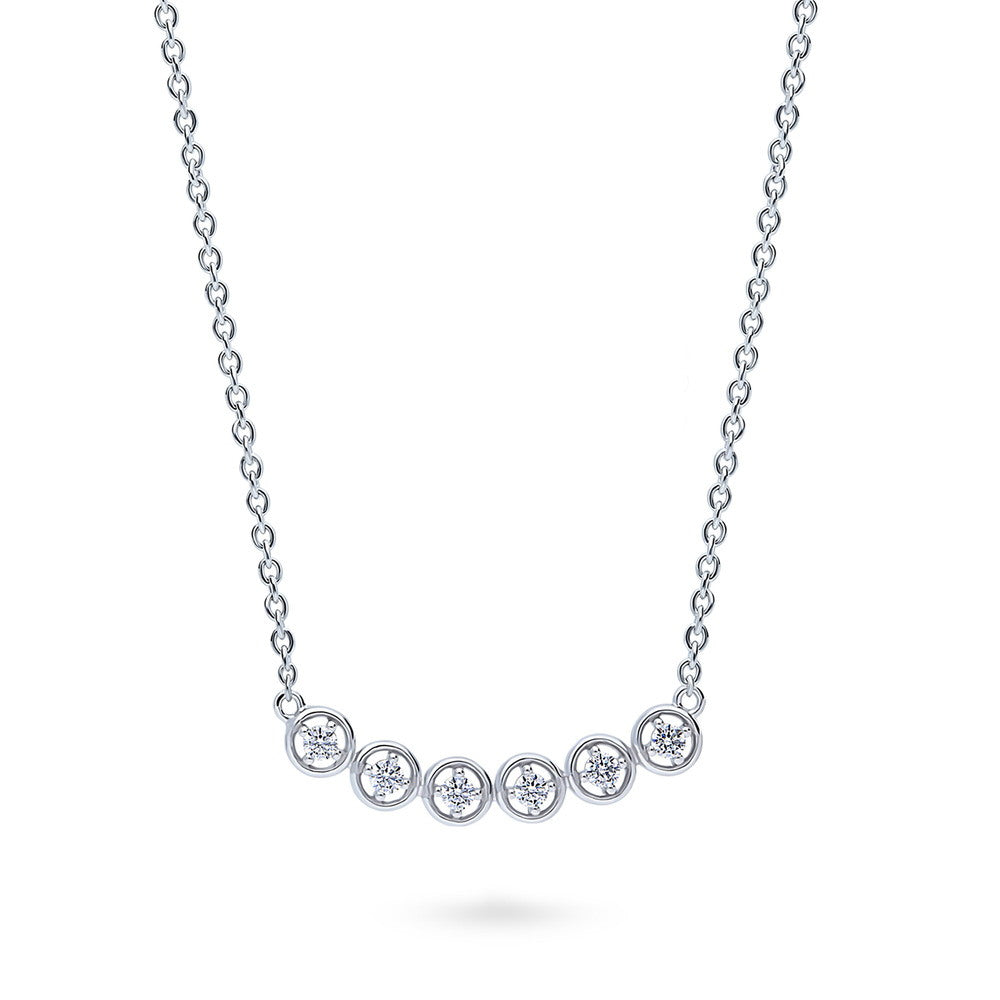 Front view of Bubble CZ Pendant Necklace in Sterling Silver