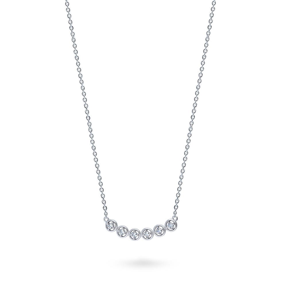 Angle view of Bubble CZ Pendant Necklace in Sterling Silver, 4 of 6
